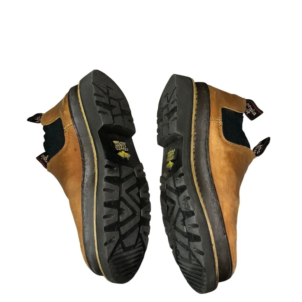 Georgia Boot Giant Romeo Mens Tan Brown‎ Leather Slip On Work Shoes Sz 8.5